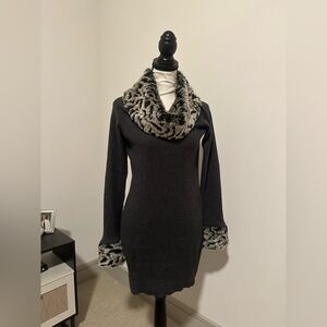 Fur Cheetah Sweater Dress